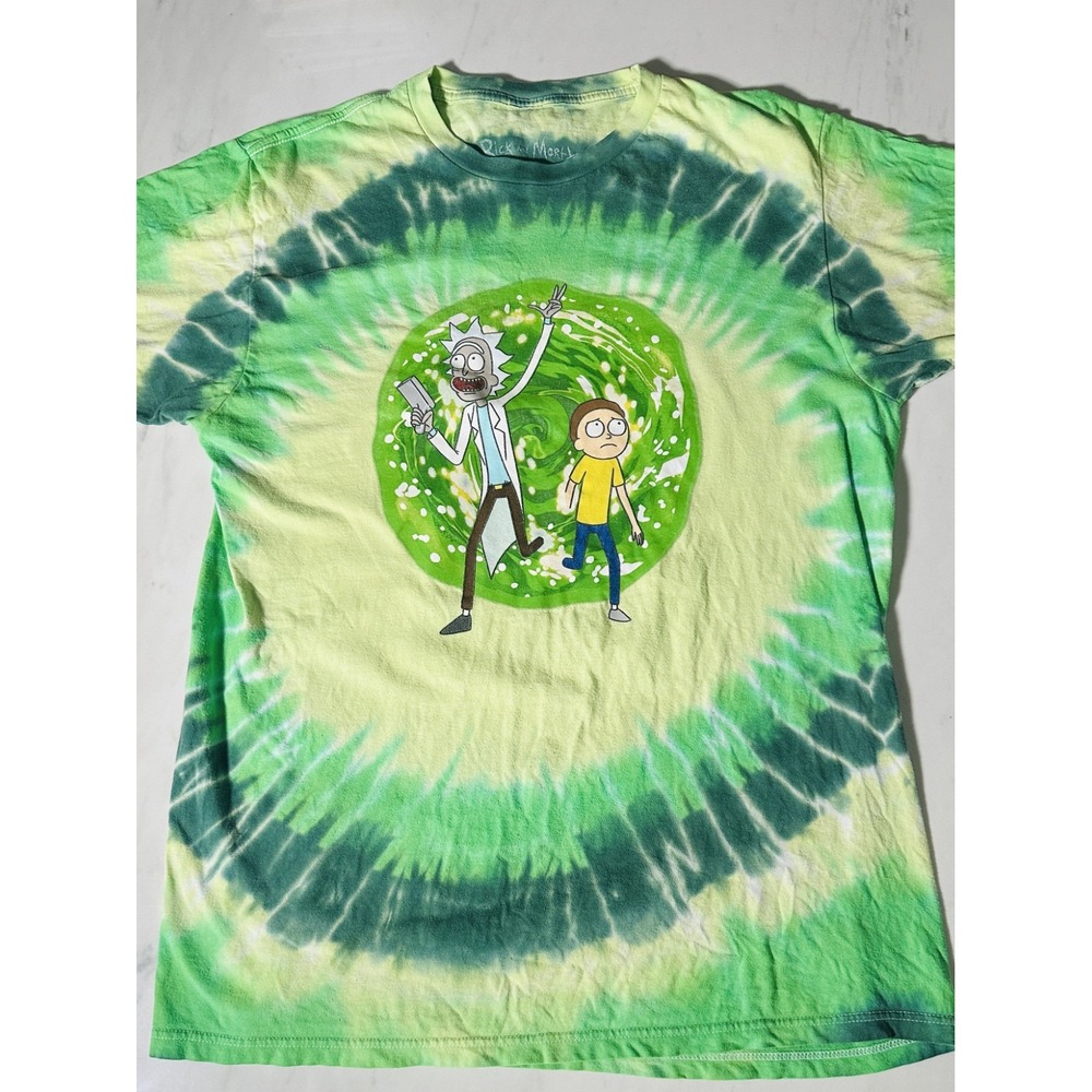 Adult Swim Rick & Morty Green Tie-Dye Men's T-Shirt Size Large L